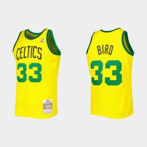 Boston Celtics #33 Larry Bird Hardwood Classics Gold Reload 3.0 Jersey Grey 551015