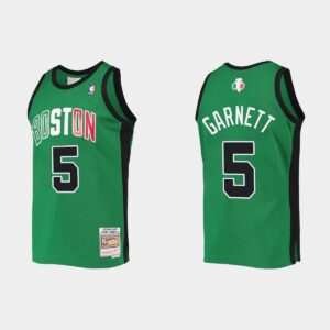 Boston Celtics #5 Kevin Garnett Green Hardwood Classics Alternate Jersey Cream 551070