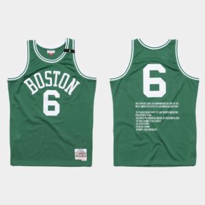 Boston Celtics #6 Bill Russell Rest In Peace Green Jersey Cream 551051