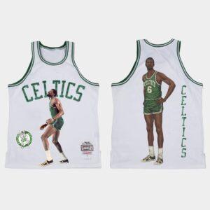 Basketball Jersey 1962-63 Boston Celtics #6 Bill Russell Sublimated Player White HWC Limited Jersey Brown 562185