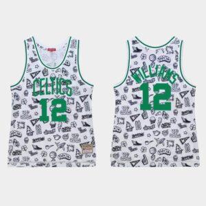 Basketball Jersey 1985-86 Boston Celtics #12 Grant Williams White Doodle Jersey Black 564611