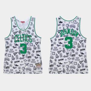 Basketball Jersey 1985-86 Boston Celtics #3 Dennis Johnson White Doodle Jersey Black 564513