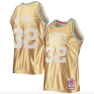 Basketball Jersey 1985-86 Boston Celtics #32 Kevin McHale 75th Anniversary Gold Jersey Black 569029