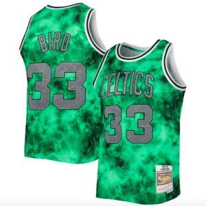 1985-86 Boston Celtics #33 Larry Bird Galaxy Kelly Green Jersey Grey 568879