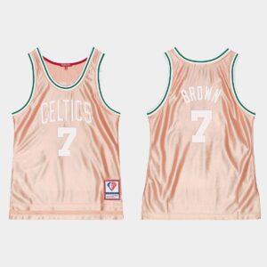 Basketball Jersey 1985-86 Boston Celtics #7 Jaylen Brown 75th Anniversary Rose Gold Jersey Orange 564683