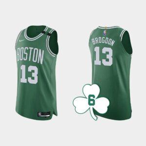 Basketball Jersey 2022-23 Boston Celtics #13 Malcolm Brogdon Green Authentic Retired Number Jersey Brown 559801