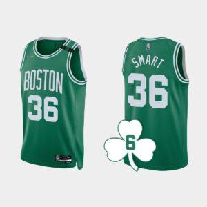 Basketball Jersey 2022-23 Boston Celtics #36 Marcus Smart Kelly Green Retired Number Jersey Black 559846