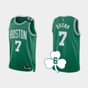 Basketball Jersey 2022-23 Boston Celtics #7 Jaylen Brown Kelly Green Retired Number Jersey Black 562017