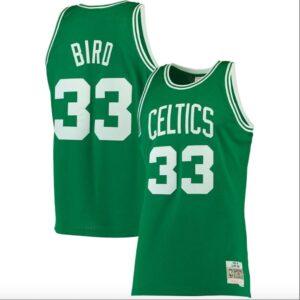 Boston Celtics #33 Larry Bird Big & Tall Kelly Green Jersey Cream 568889