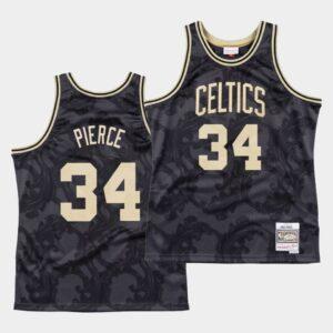 Boston Celtics #34 Paul Pierce Black Toile Jersey White 563292