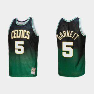 Boston Celtics #5 Kevin Garnett Fadeaway Kelly Green Black Jersey White 563069