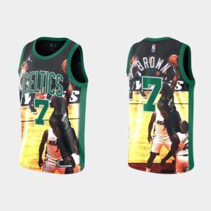 Boston Celtics #7 Jaylen Brown Monster Dunk Over Bam Adebayo Green Jersey Black 563199