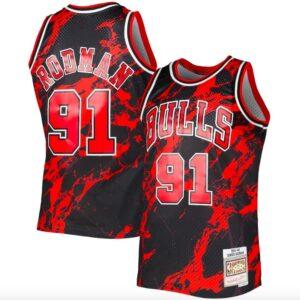 Basketball Jersey 1995-96 Chicago Bulls #91 Dennis Rodman Mitchell & Ness Marble Black Jersey 582096