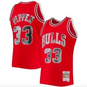 Basketball Jersey 1996-97 Chicago Bulls #33 Scottie Pippen Mitchell & Ness 75th Anniversary Diamond Red Jersey 581919