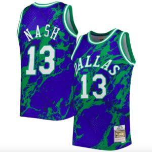 Basketball Jersey 1998-99 Dallas Mavericks #13 Steve Nash Mitchell & Ness Marble Blue Jersey 585053