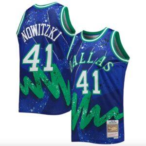 Basketball Jersey 1998-99 Dallas Mavericks #41 Dirk Nowitzki Mitchell & Ness Hyper Hoops Blue Jersey 586006