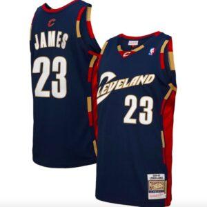 Basketball Jersey 2007-08 Cleveland Cavaliers #23 LeBron James Mitchell & Ness Authentic Navy Jersey 583376