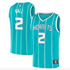 Basketball Jersey 2020-21 Charlotte Hornets #2 LaMelo Ball Fast Break Icon Teal Jersey Brown 574229