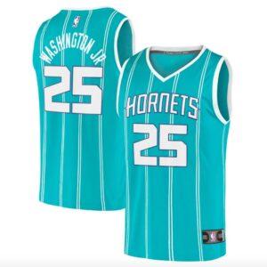 2020-21 Charlotte Hornets #25 PJ Washington Jr. Basketball Jersey Fast Break Icon Teal Jersey 576600