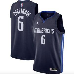 Basketball Jersey 2020-21 Dallas Mavericks #6 Kristaps Porzingis Jordan Statement Navy Jersey 586810