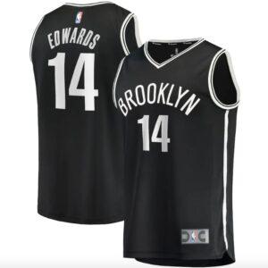 Basketball Jersey 2021-22 Brooklyn Nets #14 Kessler Edwards Fast Break Icon Black Jersey Green 574205