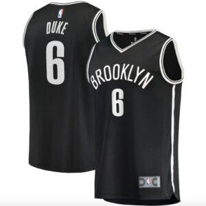 2021-22 Brooklyn Nets #6 David Duke Jr. Basketball Jersey Fast Break Icon Black Jersey Blue 574193