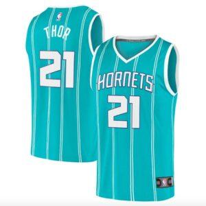 Basketball Jersey 2021-22 Charlotte Hornets #21 JT Thor Fast Break Icon Teal Jersey 576612