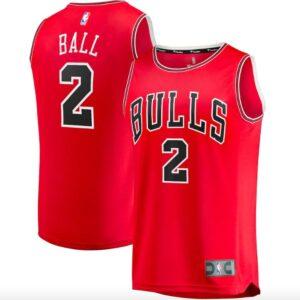 Basketball Jersey 2021-22 Chicago Bulls #2 Lonzo Ball  Fast Break  Icon Red Jersey 581362