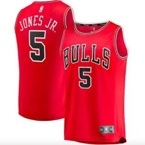 2021-22 Chicago Bulls #5 Derrick Jones Jr. Basketball Jersey. Fast Break Icon Red Jersey 582147