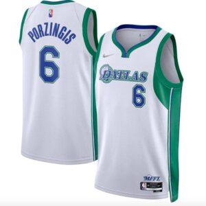 Basketball Jersey 2021-22 Dallas Mavericks #6 Kristaps Porzingis Nike City White Jersey 586862