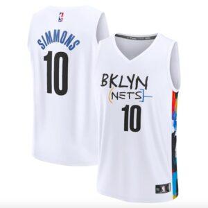 Basketball Jersey 2022-23 Brooklyn Nets #10 Ben Simmons Fast Break City White Jersey Black 573979