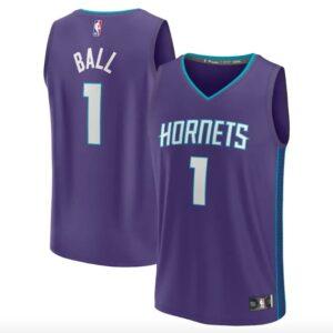 Basketball Jersey 2022-23 Charlotte Hornets #1 LaMelo Ball Fast Break Statement Purple Jersey Black 575251