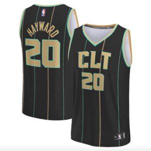 Basketball Jersey 2022-23 Charlotte Hornets #20 Gordon Hayward Fast Break City Black Jersey White 576636