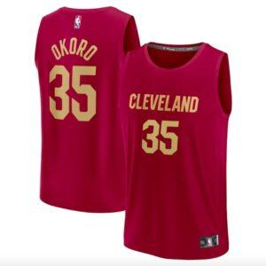 2022-23 Cleveland Cavaliers Basketball Jersey #35 Isaac Okoro Fast Break Icon Wine Jersey Black 583298