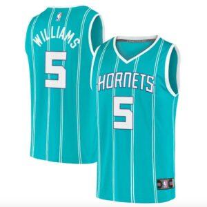 Basketball Jersey 2022 NBA Draft Charlotte Hornets #5 Mark Williams Fast Break Icon Teal Jersey Blue 575861