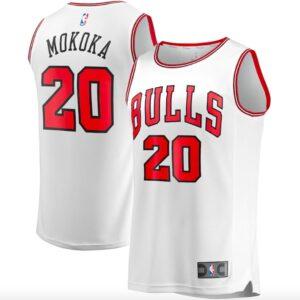 Chicago Bulls #20 Adam Mokoka Fast Break Association White Jersey Basketball Jersey 582207