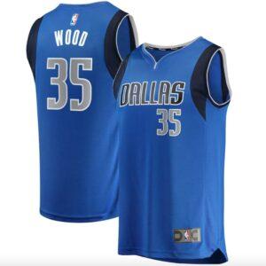 Dallas Mavericks Basketball Jersey #35 Christian Wood Break Replica Icon Blue Jersey Cream 586117