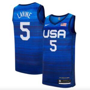 USA Basketball #5 Zach LaVine Nike Player Navy Jersey White 582171