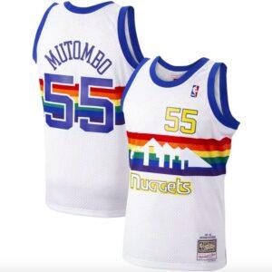 Basketball Jersey 1991-92 Denver Nuggets #55 Dikembe Mutombo Mitchell & Ness White Jersey 590009