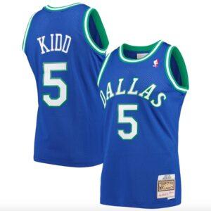 Basketball Jersey 1994-95 Dallas Mavericks #5 Jason Kidd Mitchell & Ness Blue Jersey 587001