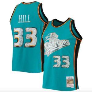 Basketball Jersey 1996-97 Detroit Pistons #33 Grant Hill Mitchell & Ness NBA 75th Anniversary Diamond Teal Jersey 592307