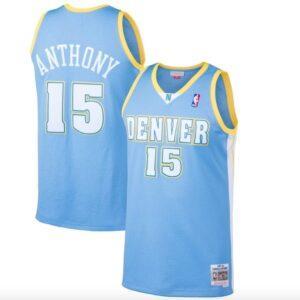 Basketball Jersey 2003-04 Denver Nuggets #15 Carmelo Anthony Mitchell & Ness Light Blue Jersey 589997