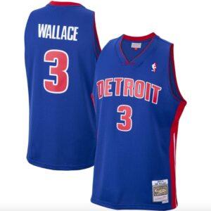 Basketball Jersey 2003-04 Detroit Pistons #3 Ben Wallace Mitchell & Ness Swingman Blue Jersey Black 590303