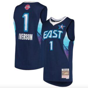 Basketball Jersey 2009 NBA All-Star Game Detroit Pistons #1 Allen Iverson Mitchell & Ness Swingman Navy Jersey 592218