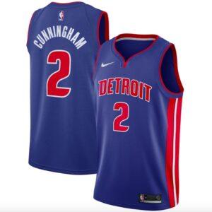 Basketball Jersey 2021 NBA Draft First Round Pick Detroit Pistons #2 Cade Cunningham Nike Icon Blue Jersey 592344