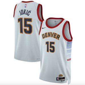 Basketball Jersey 2022-23 Denver Nuggets #15 Nikola Jokic Fast Break City Silver Jersey 588002