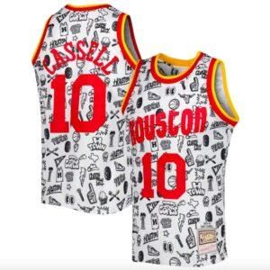 Basketball Jersey 1993-94 Houston Rockets #10 Sam Cassell Mitchell & Ness Doodle White Jersey 600878