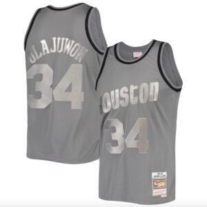 Basketball Jersey 1993-94 Houston Rockets #34 Hakeem Olajuwon Mitchell & Ness Retired Player Charcoal Jersey 601816