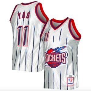 Basketball Jersey 2002-03 Houston Rockets #11 Yao Ming Mitchell & Ness 75th Anniversary Platinum Jersey Black 600005