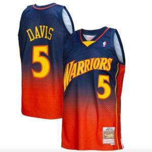 Basketball Jersey 2006-07 Golden State Warriors #5 Baron Davis Mitchell & Ness Fadeaway Navy/Orange Jersey 598088